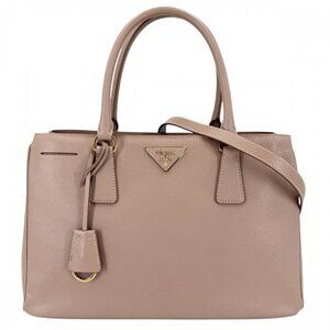 Prada 2-Way Galleria Shoulder Bag Triangle Logo Pink Beige